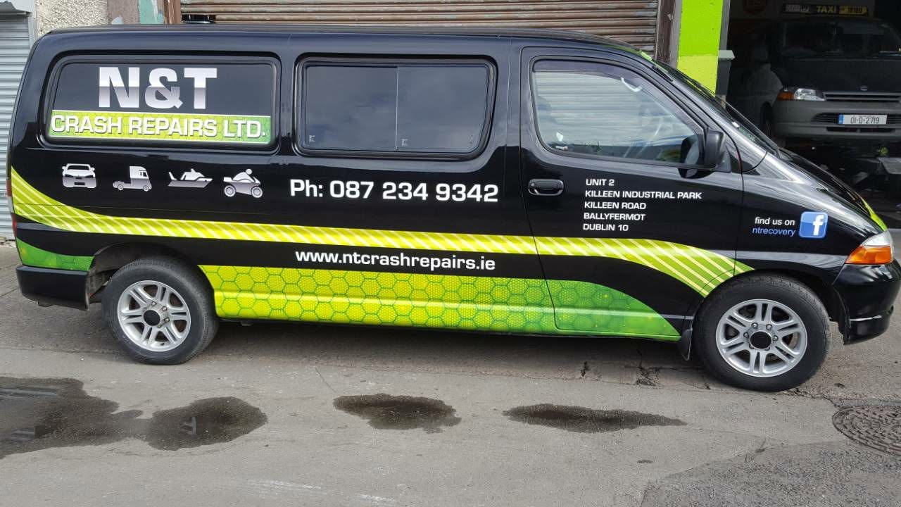 The N&T Crash Repairs van outside the Killeen Industrial Park workshop