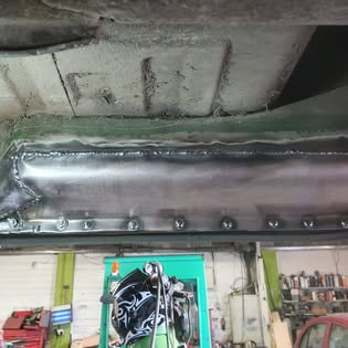 Panel welding repair in progress at N&T Crash Repairs